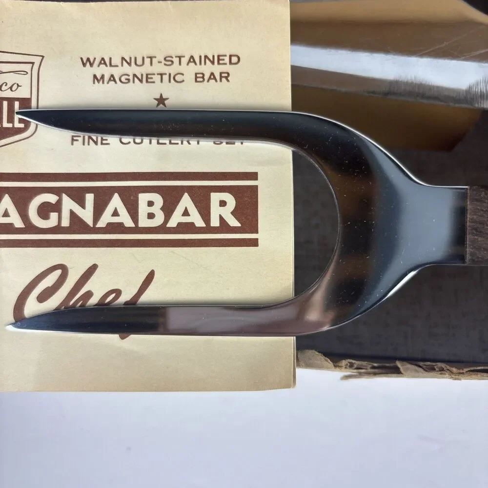 Vernco Do All Magnabar Chef 4 Pc Fine Cutlery Walnut Stained New Open Box Vtg